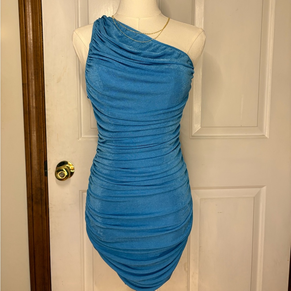 Lioness Blue One Should Ruched Cocktail Dress